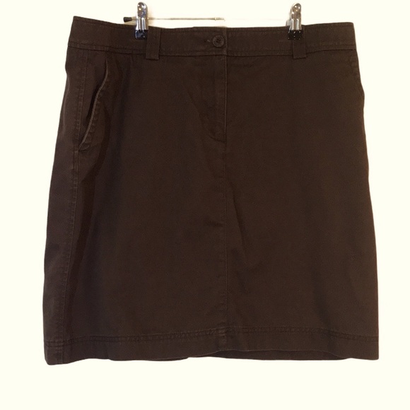 EUC L.L. Bean Brown Cotton Midi Skirt w/ Pockets size 16 Reg - Picture 1 of 5